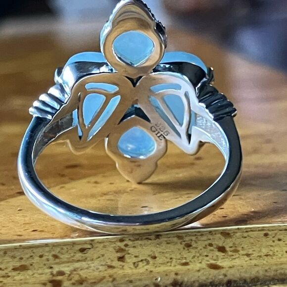 Genuine Aquamarine Sterling Silver Ring Size 9 - Picture 5 of 9